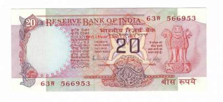 Intia 20 Rupees  seteli / Governement of India Reserve Bank