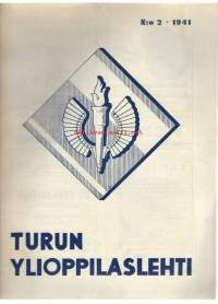 Turun Ylioppilaslehti 1941 nr 2 / Suomen väestökysymys, Ylioppilaskunnan oma koti Kaskenkatu 3 Turku, mainoksia