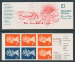 Iso-Britannia: Postituore käyttöpostimerkkivihko 1£ FH17 **. Meren elämää: merisiili, meritähti, rantarapu /£1 FH17 Marine life 3:Sea urchin, common