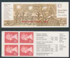 Iso-Britannia: Postituore käyttöpostimerkkivihko 1£ FH33 **. Pääministereitä ./£1 FH33 Prime ministers 2 - David Lloyd George 1863-1945