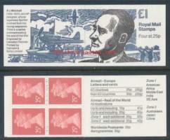Iso-Britannia: Postituore käyttöpostimerkkivihko 1£ FH38 **.  Toisen maailmansodan loppu 3. /£1 FH38 2nd World war 3 - R.J. Mitchell, Spifiren sunnittelija.