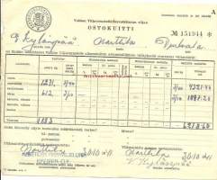 Valtion Viljavarastolle luovutettavan viljan Ostokuitti rsyysvehnää ja ohraa - Marttilan Maanviljelijäin Kauppa Oy / K.Kylänpää Marttila Purhala 30.10.1941