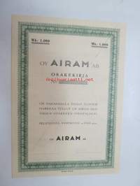 Oy Airam Ab, Helsinki 1950, 1 000 mk -osakekirja