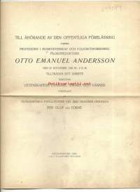 Till åhörande av den offentliga föreläsning professorn i musikvetenskap och folkdiktsforskning FD Otto Emanuel Andersson 1926