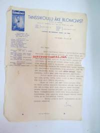 Tanssikoulu Åke Blomqvist, Helsinki 28.12.1958, Blomqvistin yksityiskirje naishenkilölle Lontooseen, allekirjoitus &quot;Åke&quot;