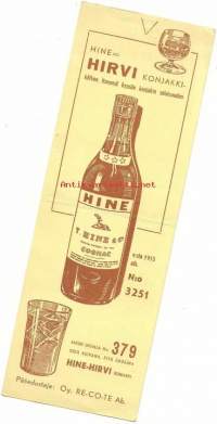 Hirvi konjakki Alko nro 3251  - viinamainos  1955