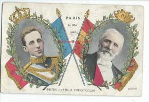 Fetes Franco Espagnoles 1905 - postikortti  lippupostikortti - kulkenut 1905