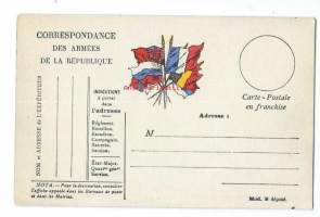 Correspondance des Armee - postikortti  lippupostikortti - kulkematon