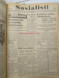Sosialisti 1938 lehdet nr 1 tammikuun 3. - nr 149 heinäkuun 2. väliseltä ajalta -sidottu puolivuosikerta