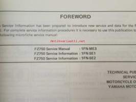 Yamaha FZ750 &#039;85-&#039;87 (1FN-SE3)  Service Information - Tehtaan alkuperäinen huolto-ohjeita sis. sähkökaaviot (Ei huolto-ohjekirja)