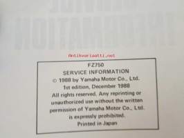 Yamaha FZ750 &#039;89 (2MG-SE2)  Service Information - Tehtaan alkuperäinen huolto-ohjeita (Ei huolto-ohjekirja)
