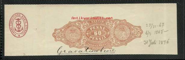 Leimaveropaperi leike  60 penni 1867-76