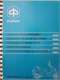 Piaggio Hexacon 125/150 c.c. Catalogue of Spare Parts 406652  -varaosaluettelo, katso mallit kuvista tarkemmin.