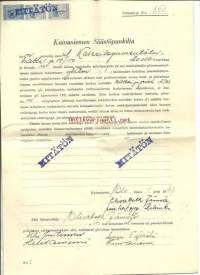 Kuivaniemen Säästöpankki Velkakirja  ja liite 1947 veromerkein   - velkakirja