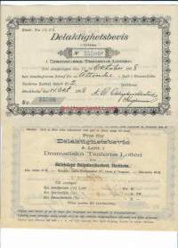 Delaktighetsbevis i lotten i Dramatiska Teaterns Lotteri 1908