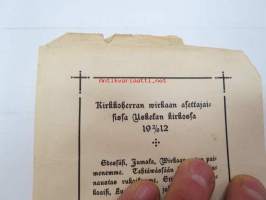 Kirkkoherran wirkaan asettajaisissa Uskelan kirkossa 2.6.1912 -painettu virsi (ruots. virsikirjan nr 154)