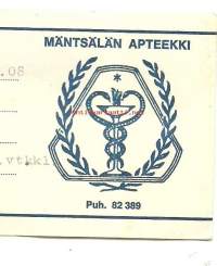 Mäntsälän Apteekki Mäntsälä, resepti  signatuuri  1970