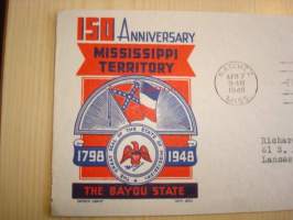 Mississippi Territory 150th Anniversary 1798-1948 USA ensipäiväkuori FDC