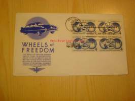 Wheels of Freedom 1960 USA ensipäiväkuori FDC neljällä postimerkillä