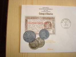 Numismatiikka Coinage of America 1975 USA ensipäiväkuori FDC