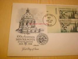 Minnesota USA 1958 ensipäiväkuori FDC neljällä postimerkillä