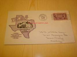 Texas USA 1936 ensipäiväkuori FDC Remember the Alamo