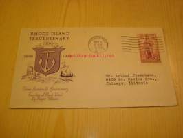 Rhode Island, 1636-1936 ensipäiväkuori FDC USA