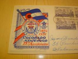 Colorado 1876-1951 ensipäiväkuori FDC USA neljällä postimerkillä