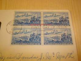 Detroit 1701-1951 ensipäiväkuori FDC USA Antoine De La Mothe Cadillac neljällä postimerkillä