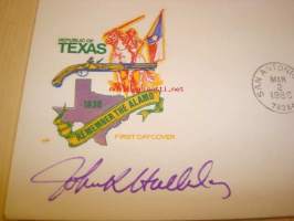 Texas Alamo San Antonio 1986 ensipäiväkuori FDC USA kuoren suunnittelijan nimikirjoituksella harvinainen