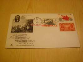 Battle of New Orleans 1815-1965 ensipäiväkuori FDC USA kolmella erilaisella postimerkillä