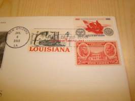 Battle of New Orleans 1815-1965 ensipäiväkuori FDC USA kolmella erilaisella postimerkillä