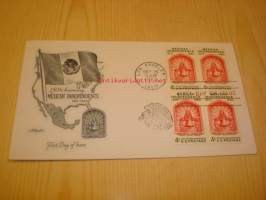 150th Anniversary of Mexican Independence 1810-1960 USA ensipäiväkuori FDC neljällä postimerkillä