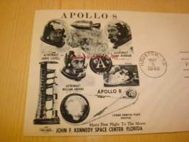 Apollo 8 Nasa 1969 USA ensipäiväkuori FDC astronautit James Lovell, Frank Borman ja William Anders