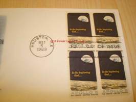Apollo 8 Mission Nasa 1969 USA ensipäiväkuori FDC neljällä kuu-postimerkillä