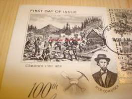 100th Anniversary of the Discovery of Silver Comstock Lode, Nevada 1859-1959 USA ensipäiväkuori FDC neljällä postimerkillä