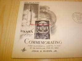 Commemorating first succesful orbital flight by American John H. Glenn Jr. 1962 USA ensipäiväkuori FDC