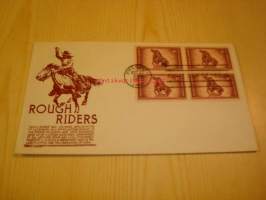 Rough Riders 1898-1948 USA ensipäiväkuori FDC Theodore Roosevelt neljällä postimerkillä