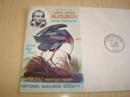 Lintumaalari John James Audubon 1963 USA ensipäiväkuori FDC