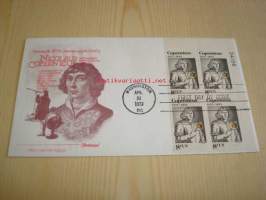Nicolaus Copernicus 1973 USA ensipäiväkuori FDC neljällä postimerkillä