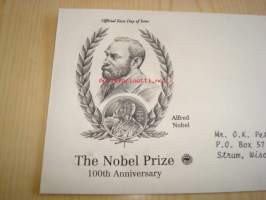 Alfred Nobel 2001 The Nobel Price 100th Anniversary USA ensipäiväkuori FDC Nobelinpalkinnon 100-vuotiskuori