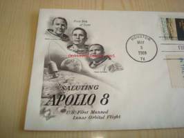 Apollo 8 1969 USA ensipäiväkuori FDC kahdella postimerkillä