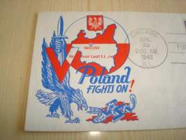 WWII 2. maailmansota miehitetyt valtiot: Puola 1943 USA ensipäiväkuori FDC Overrun Country Poland