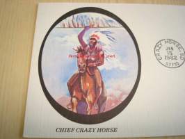 American Indian Chief intiaanipäällikkö Crazy Horse 1982 USA ensipäiväkortti FDC
