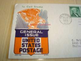 George Washington 1954 USA ensipäiväkuori FDC kolmella postimerkillä