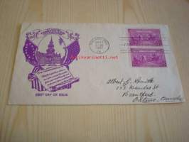 U.S. Constitution 1787-1937 USA ensipäiväkuori FDC kahdella postimerkillä