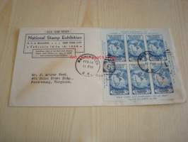 Byrd Antarctic Expedition II 1934 USA ensipäiväkuori FDC kuoressa on kuuden postimerkin Souvenir Sheet, kuori on myös normaalia kookkaampi, harvinaisempi versio.