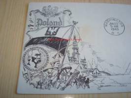 Kenraali Pilsudski 1943 USA ensipäiväkuori FDC Overrun Country, 2. maailmansota miehitetyt valtiot: Puola