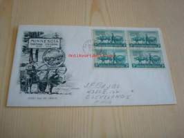Minnesota 1949 USA ensipäiväkuori FDC neljällä postimerkillä