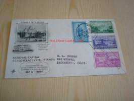 National Capital Washington 1950 USA ensipäiväkuori FDC neljällä erilaisella postimerkillä